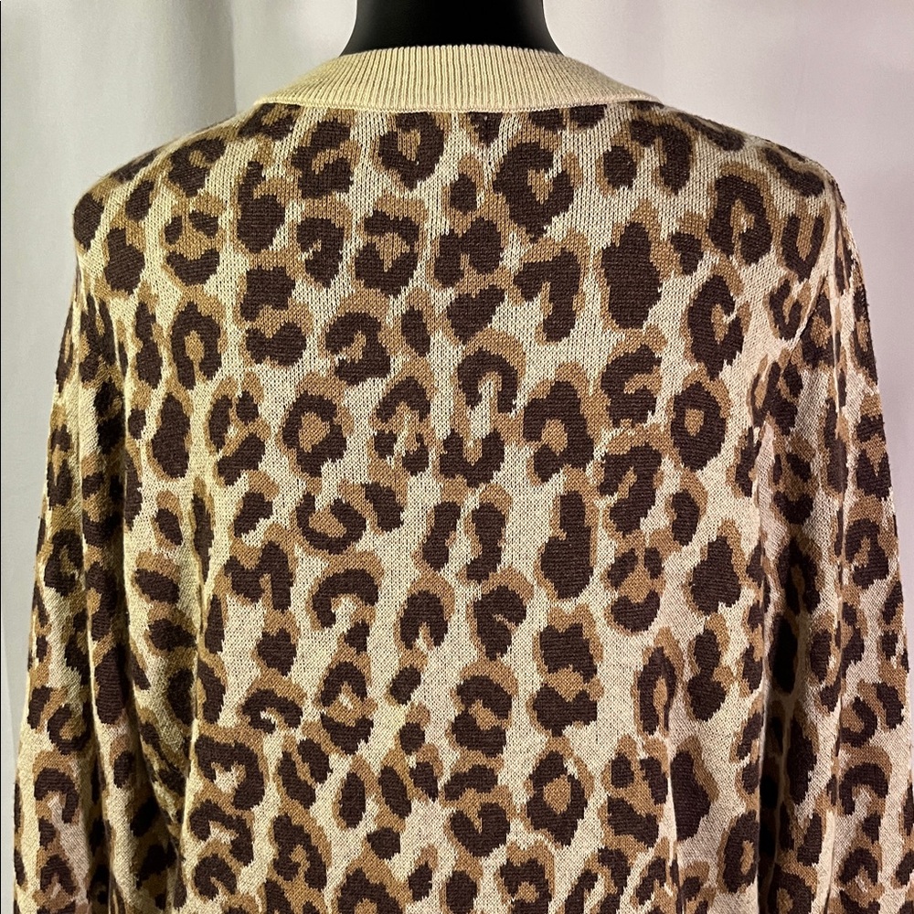 NWT A New Day Camel & Brown Leopard Print Crew Neck Sweater - Picture 12 of 16